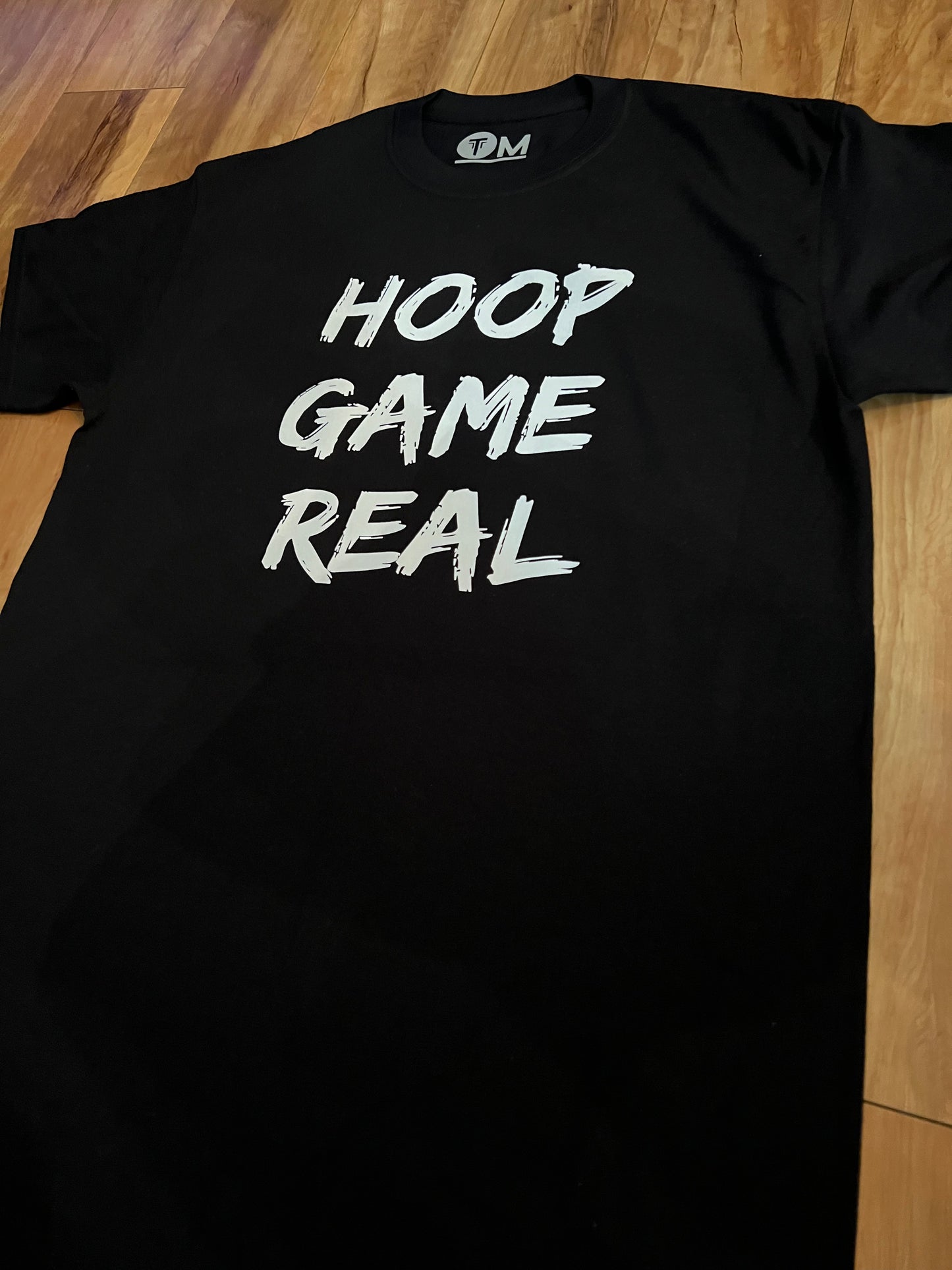 HoopGameReal Splash Black tee/ white logo