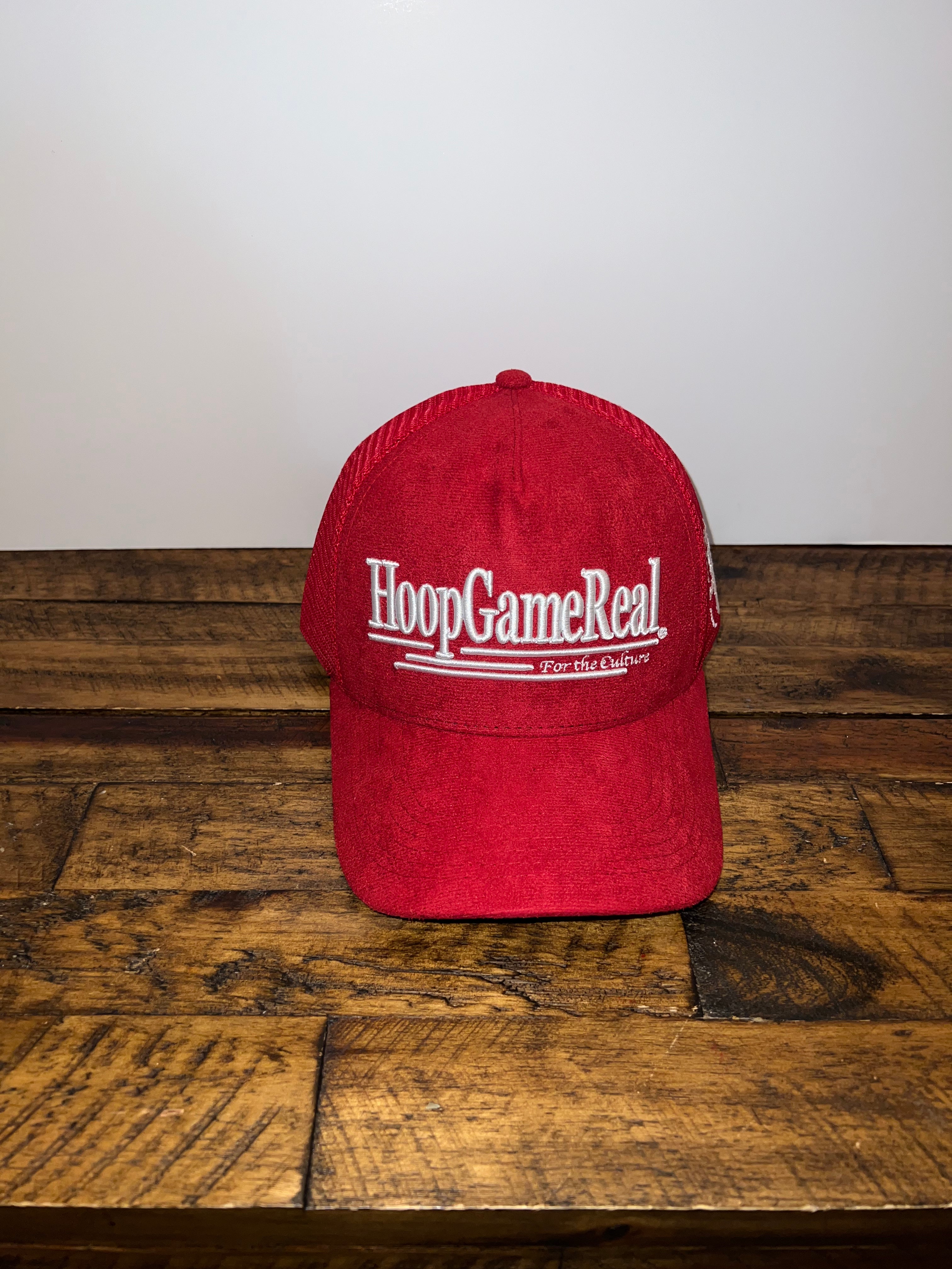 Red suede cap online