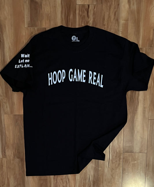 HoopGameReal Black Tee/White Logo