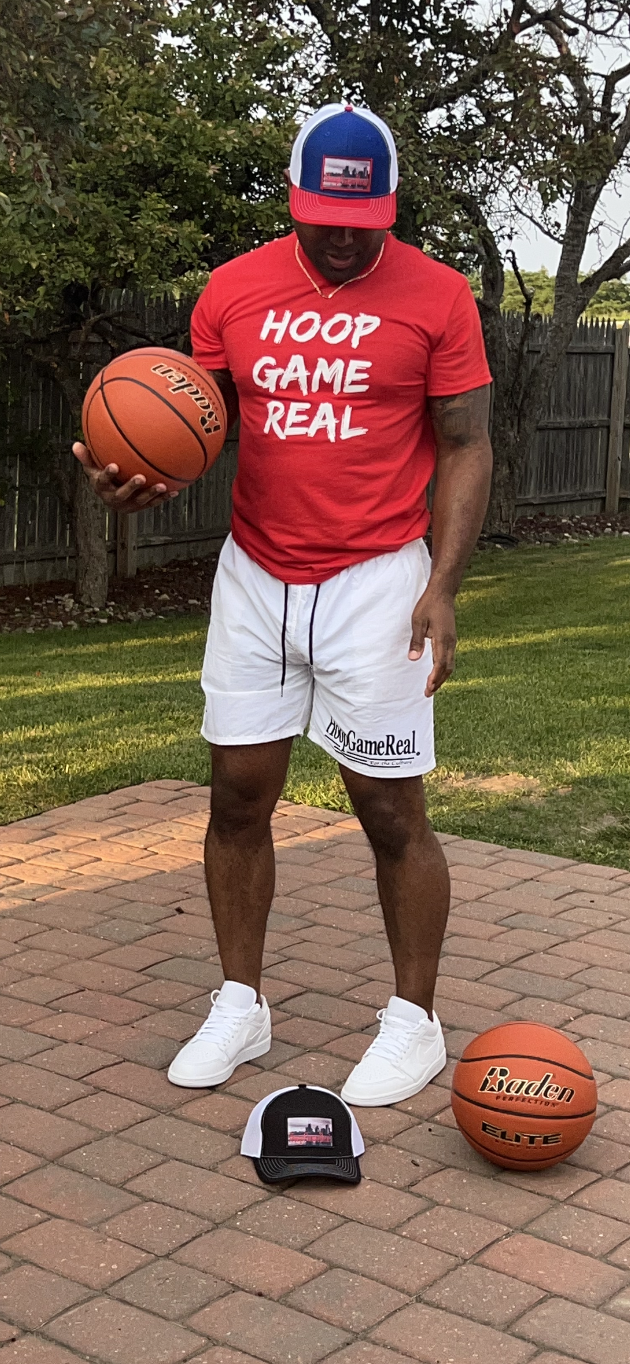 HoopGameReal Splash Red tee/ white logo