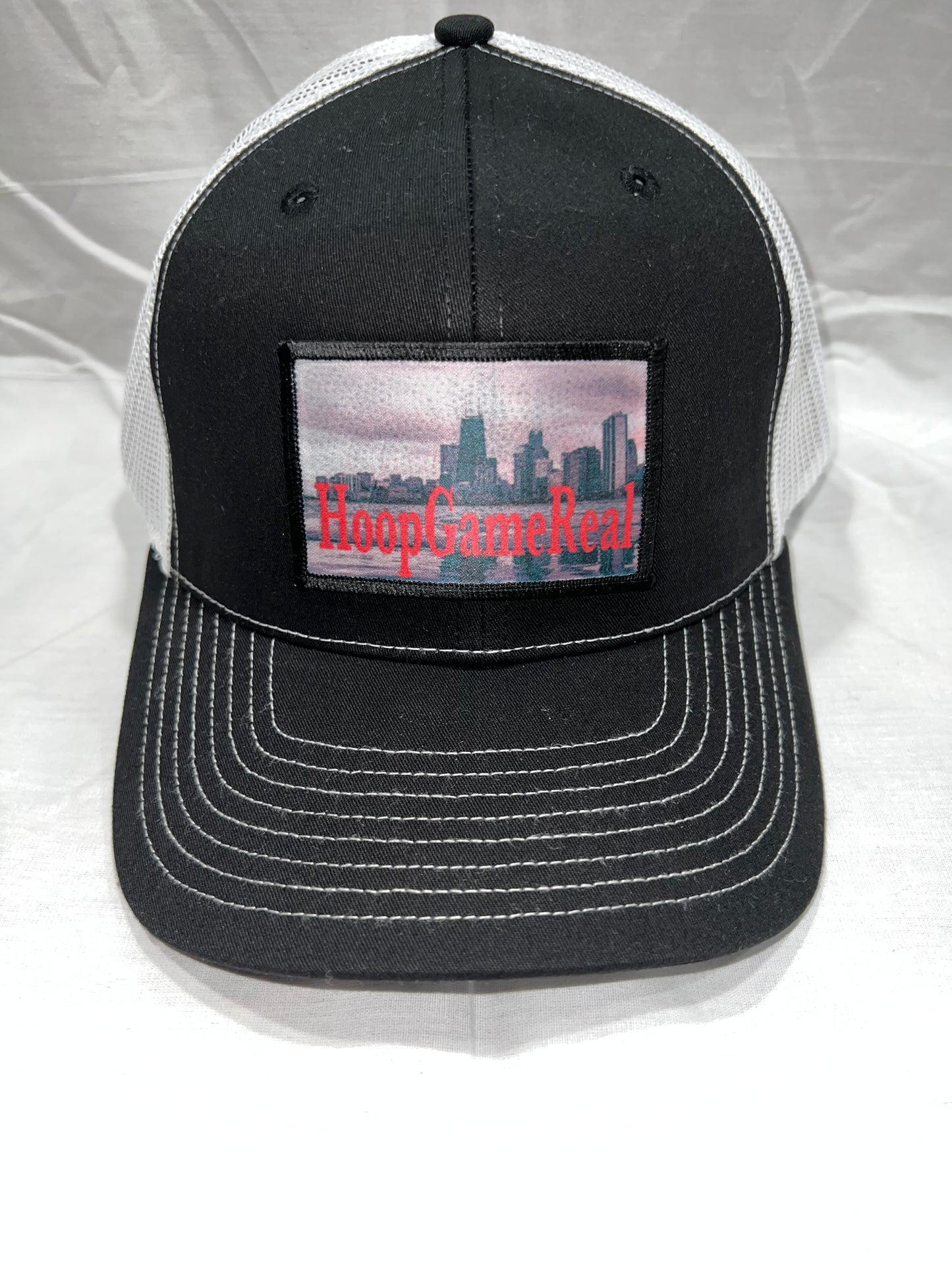 Black/White City Life HoopGameReal Trucker Hat Adjustable Unisex