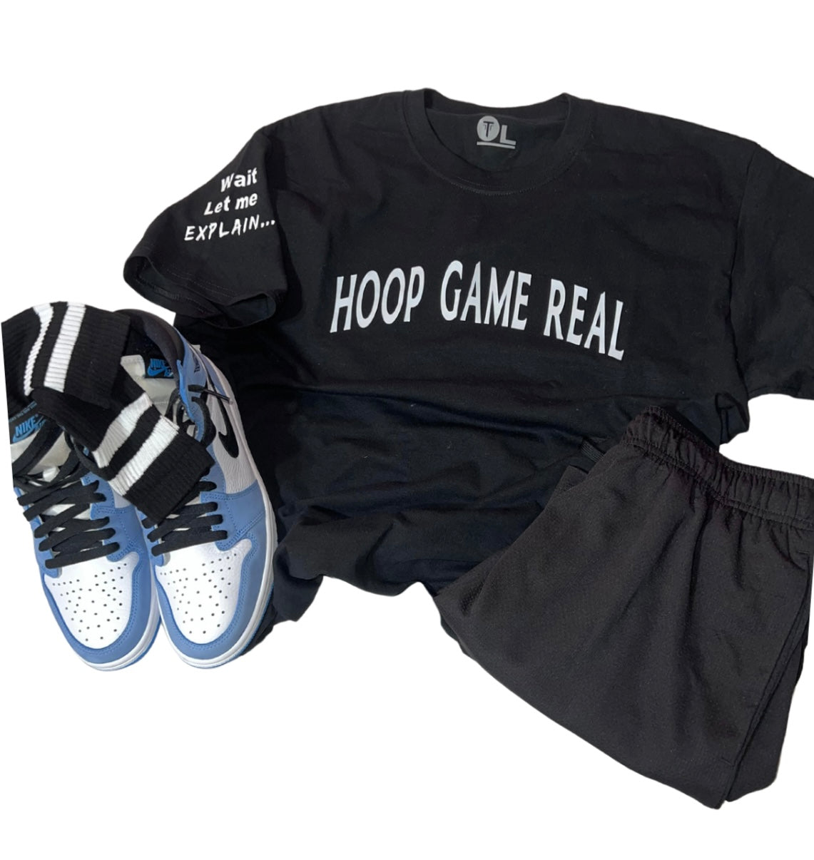HoopGameReal Black Tee/White Logo