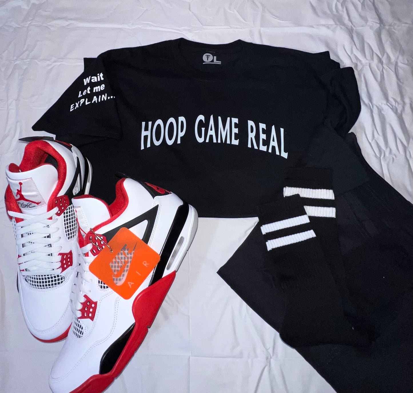 HoopGameReal Black Tee/White Logo